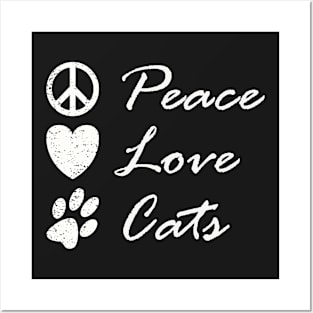 Peace Love Cats Cute Funny Hippy Graphic Posters and Art